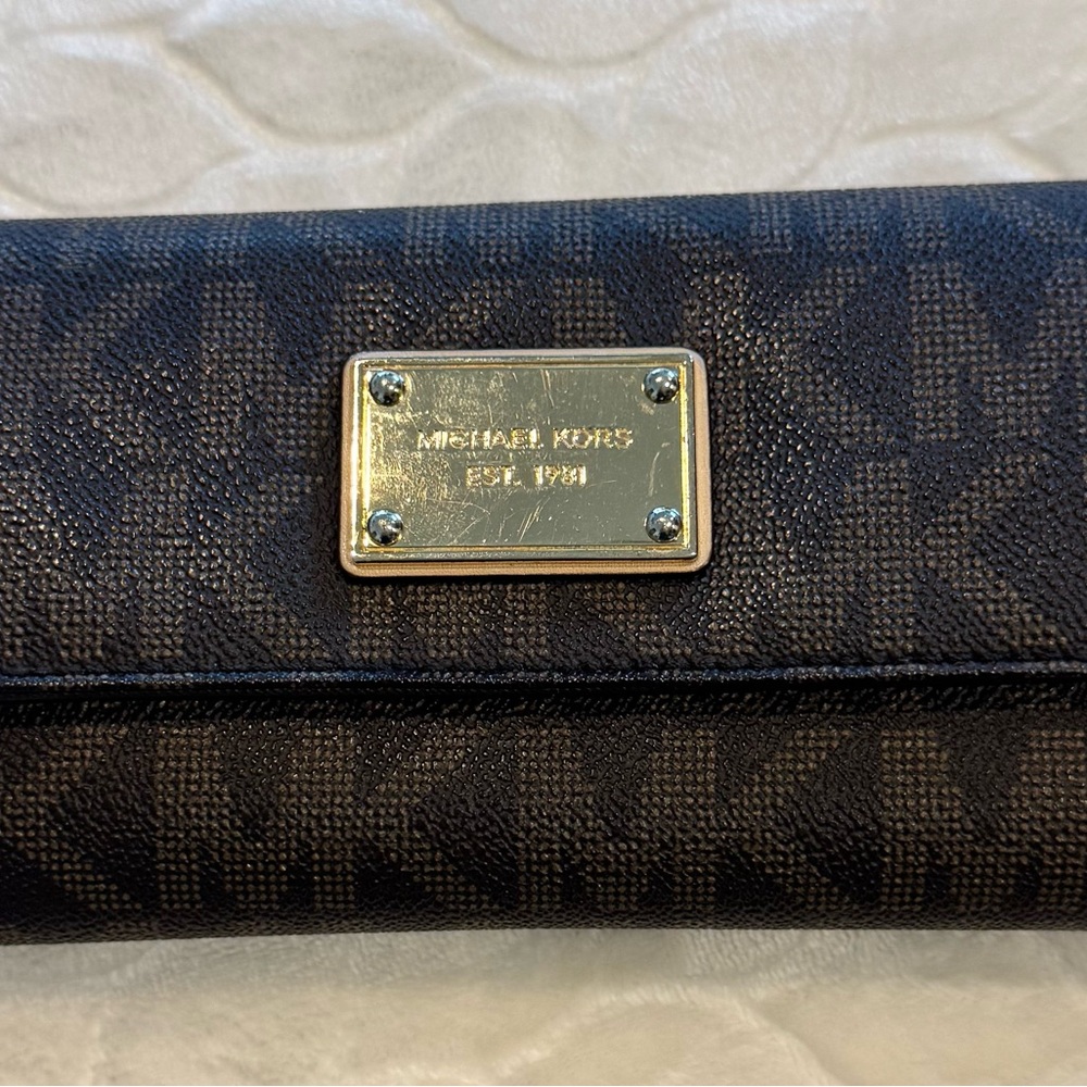 Michael Kors Dark Brown Wallet with Gold Logo
